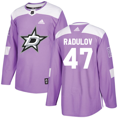 Adidas Stars #47 Alexander Radulov Purple Authentic Fights Cancer Youth Stitched NHL Jersey - Click Image to Close